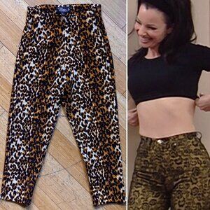 Vtg 90s Y2K Enz's leopard cheetah capri crop pants retro 50s 60s pinup rockabill